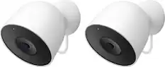 Front. Google - Nest Cam Outdoor (wired, 2nd gen) - 2K Video and Gemini - 2-Pack - Snow.