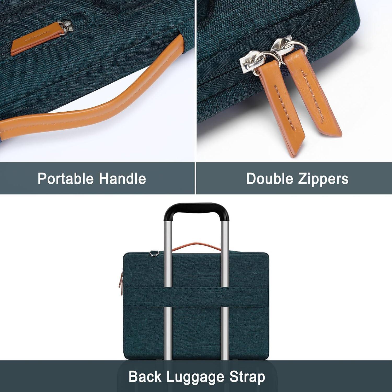 Portable Handle  
Double Zippers  
Back Luggage Strap