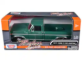 1977 Ford F-150 Custom Pickup Truck Green "Timeless Legends" Series 1/24 Diecast Model Car by Motormax