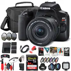 Canon EF-S Lens 18-55mm Zoom 1:4-5.6 IS STM
Canon EOS Rebel SL3
Canon 58mm Filter
SanDisk Extreme PRO 170 MB/s V30 64 GB
PhotoMirac
VideoStudio Pro
Painter 7
PaintShop Pro X7
AfterShot Pro
Canon Battery Charger
Canon Battery
Canon Lens Hood
Canon Lens Cap
Canon Strap
Cleaning Kit
Memory Card Reader
USB Cable
Tripod
Filters (000000)
LED Light
Camera Bag