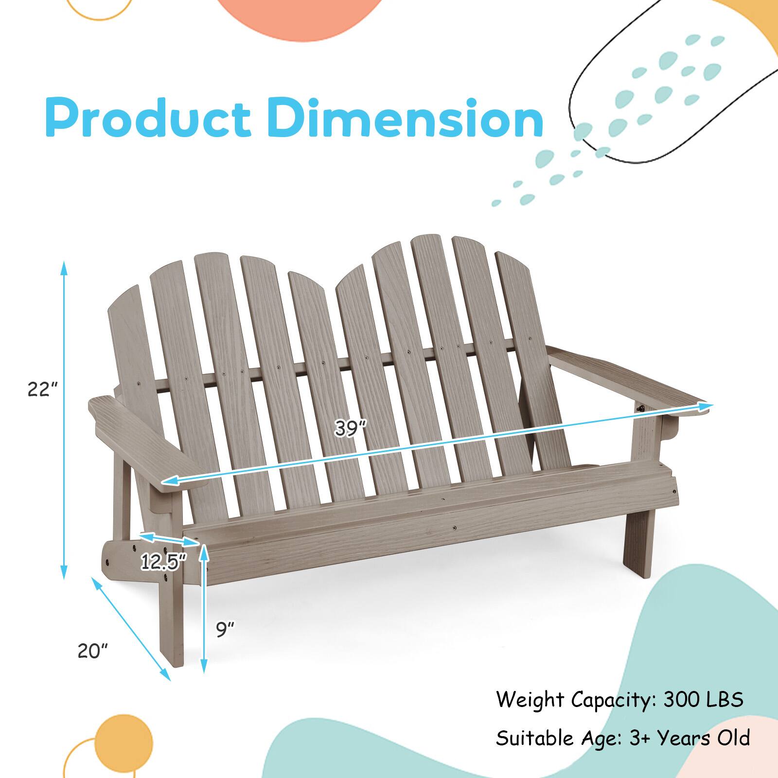 Product Dimension: 22", 39", 12.5", 20", 9"
Weight Capacity: 300 LBS
Suitable Age: 3+ Years Old