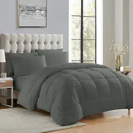 Sweet Home Collection - All Season Reversible Bed-in-A-Bag Solid Color Comforter & Sheet Set, California King - Gray