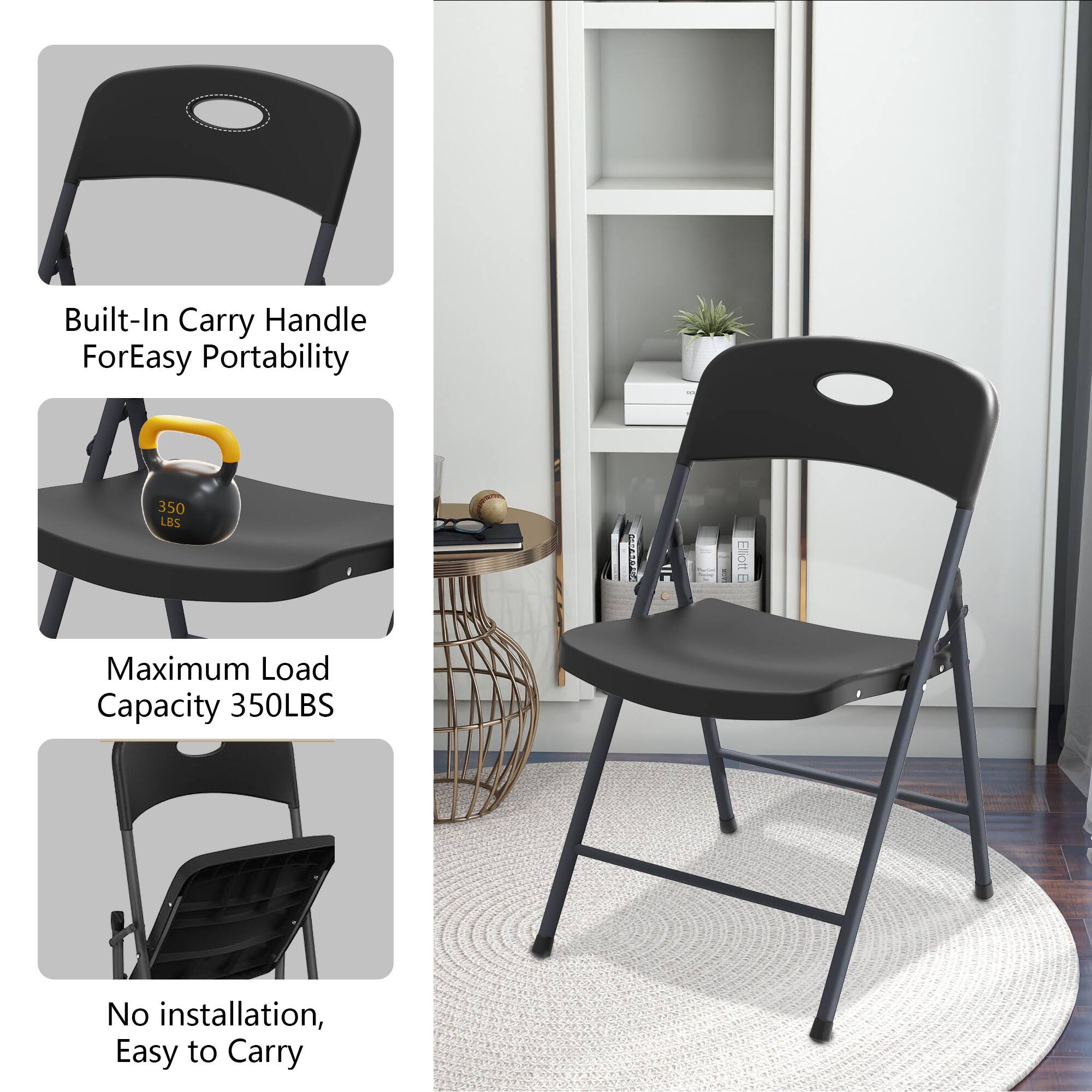 Built-In Carry Handle For Easy Portability

Maximum Load Capacity 350LBS

No installation, Easy to Carry