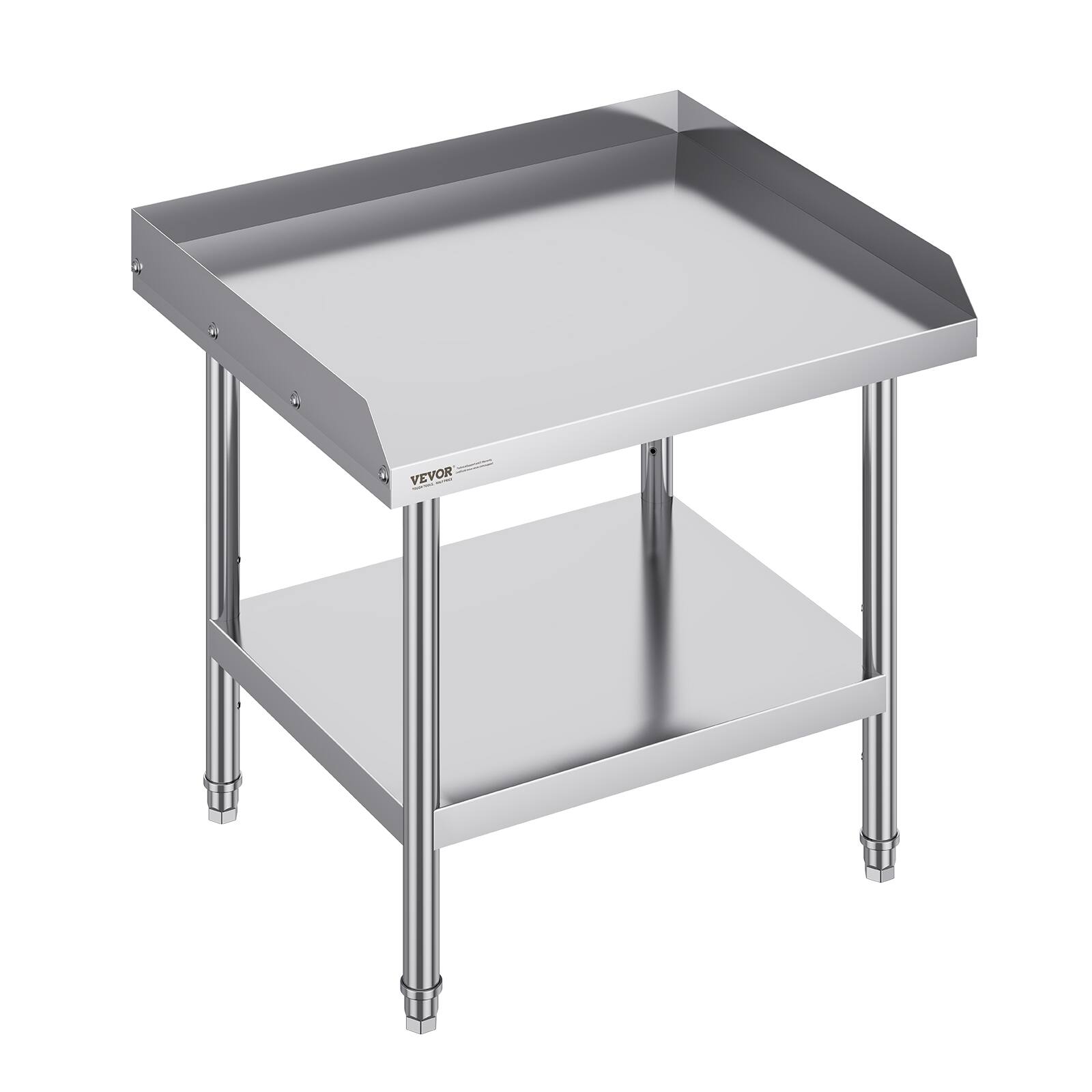 VEVOR - Stainless Steel Work Table, 24x28x26 Inch Commercial Food Prep Worktable, 3-Sided Backsplash Heavy Duty Prep Worktable - Silver