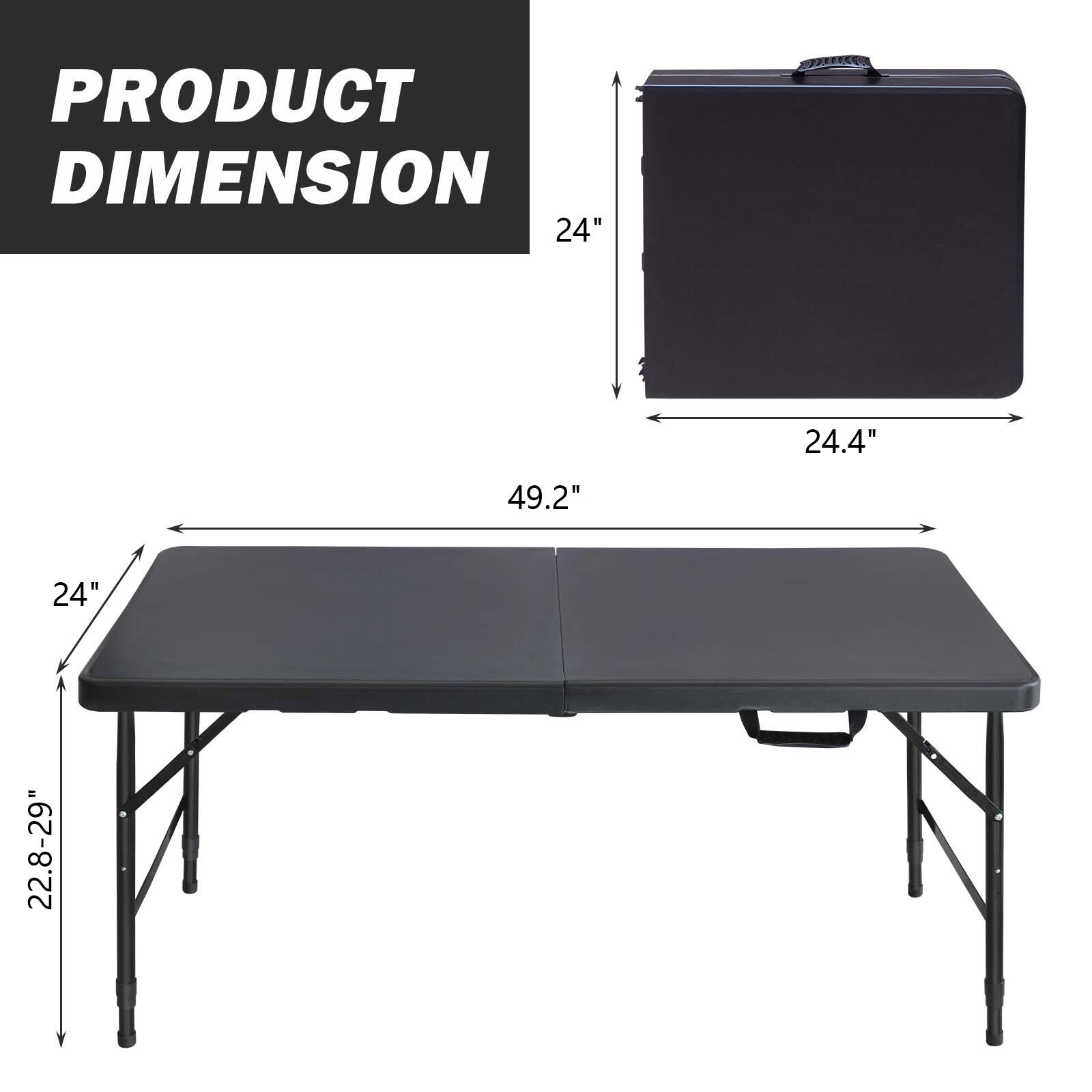 PRODUCT DIMENSION

- Length: 49.2"
- Width: 24.4"
- Height: 24"
- Height (adjustable): 22.8-29"