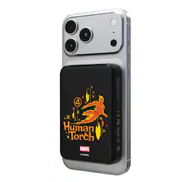 Keyscaper - Marvel Badge Wireless Mag Power Bank - Human Torch