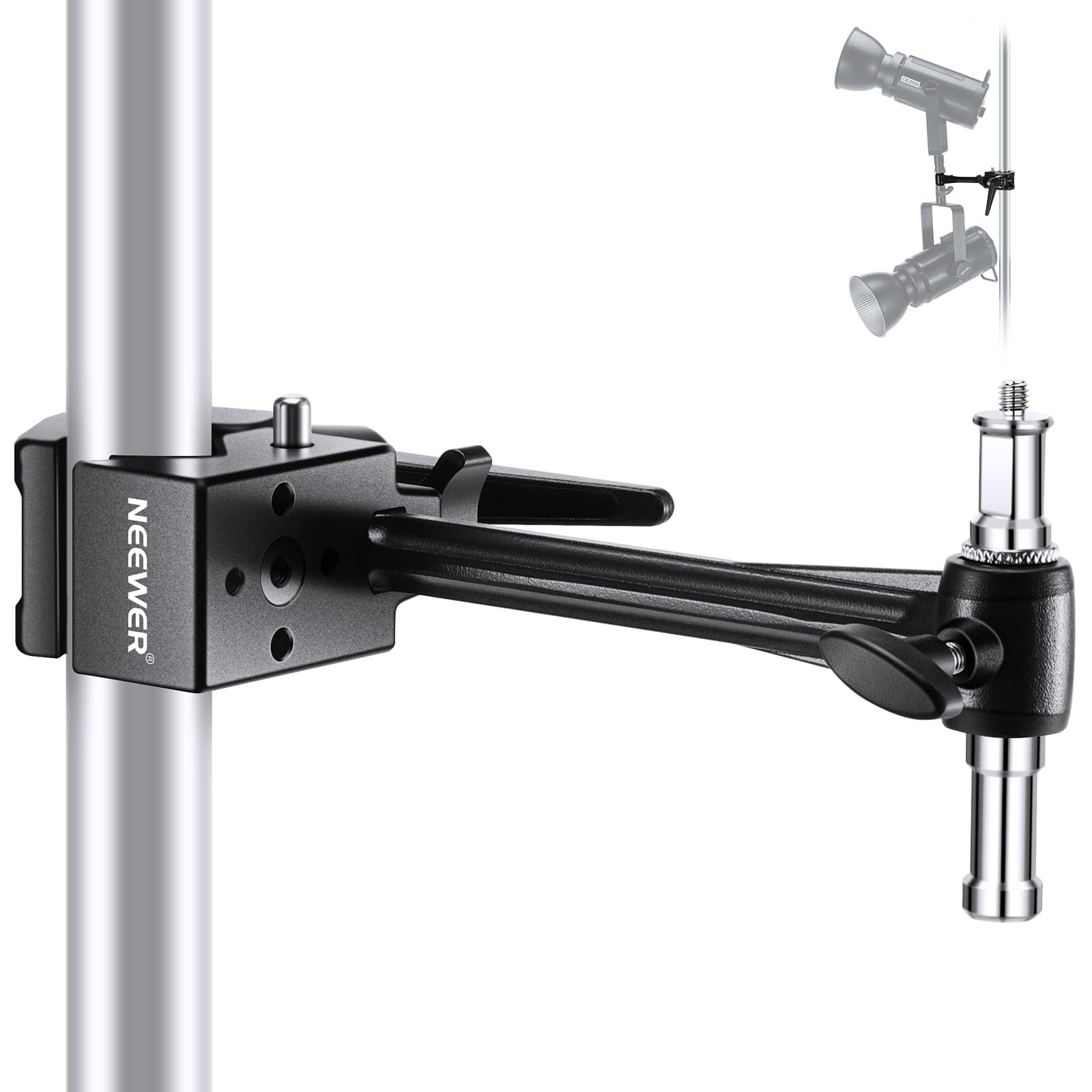 Front. Neewer - Super Clamp with 6" Extension Arm - 33lb Max Load for Studio Lighting & Camera Mounting - Black.