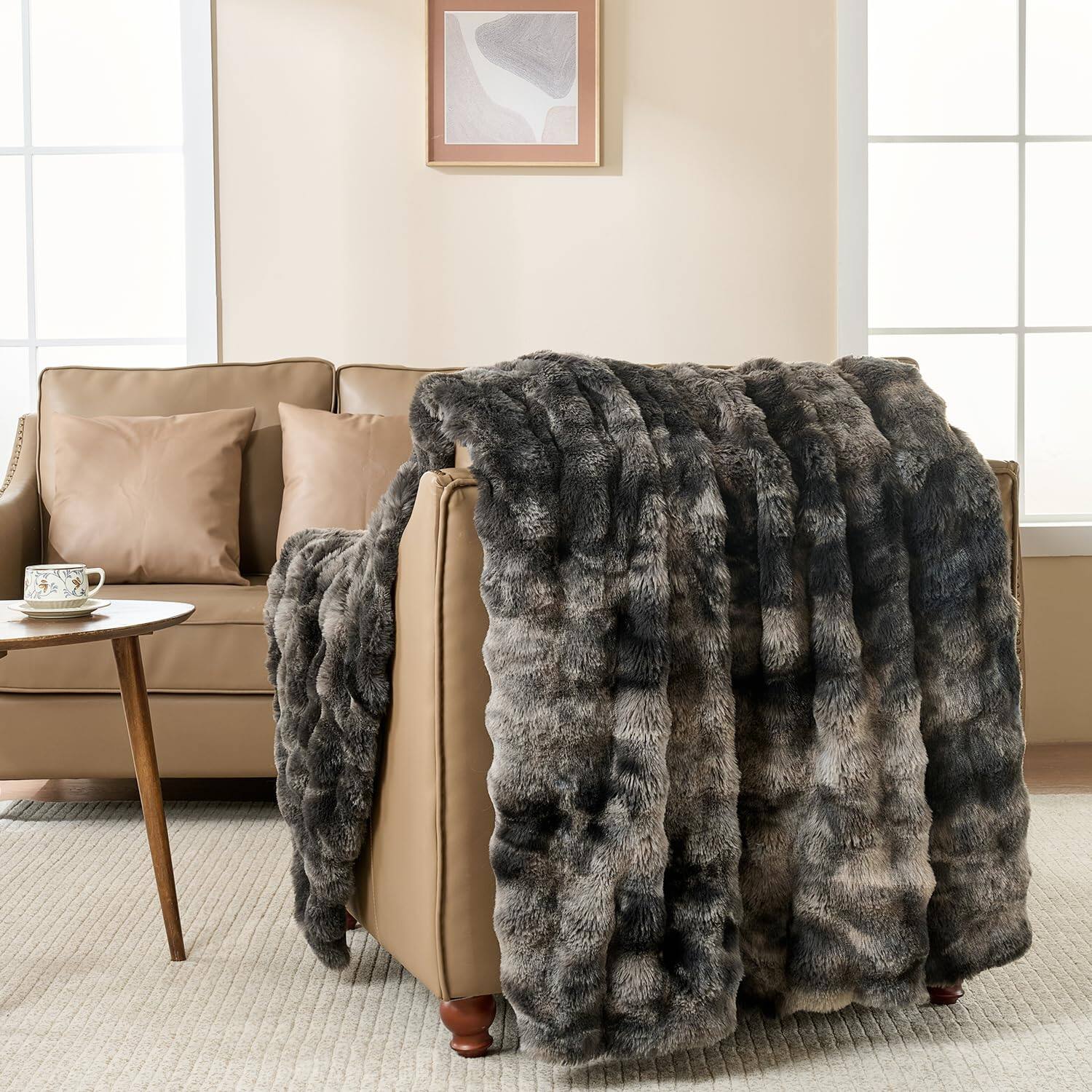 Alt View 5. NICHOLAS KLEIN - Fluffy Faux King Size Blanket For Bed Couch 90x106 Inches Luxury Ultra Soft Thick Fuzzy Plush Bubble Revers... - Ivory White Twin- 60" x 80".