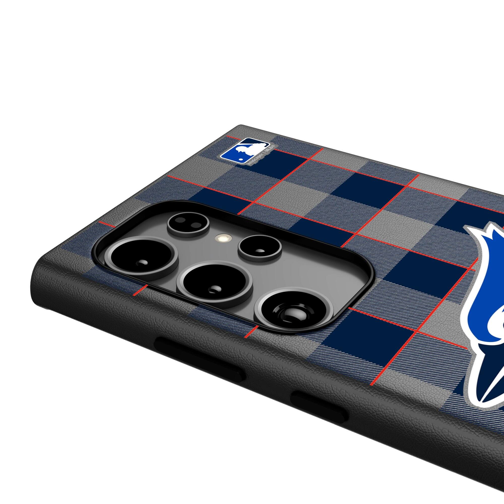 Alt View 3. Keyscaper - Toronto Blue Jays Plaid Galaxy Magnetic Bump Case - S24 - Black.
