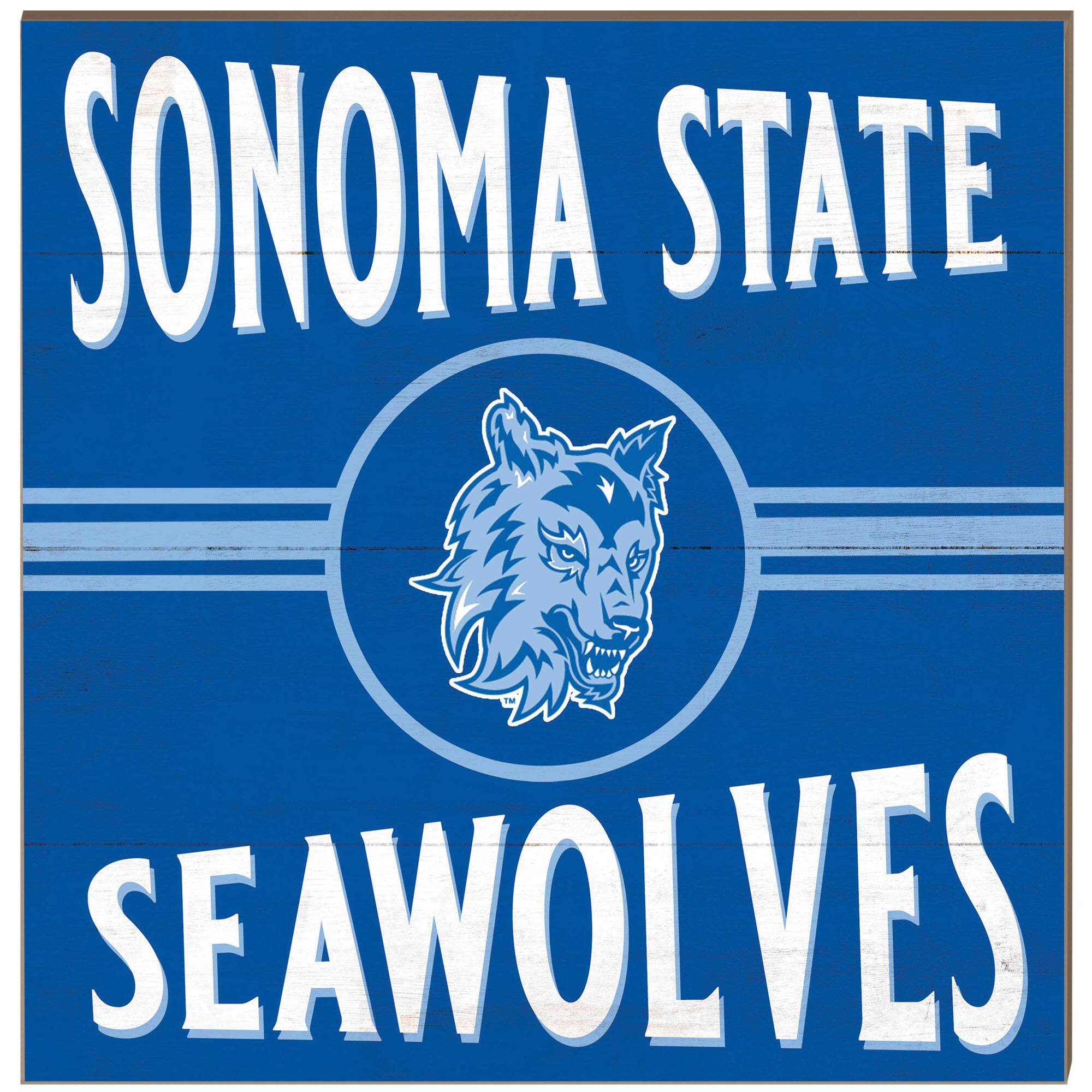 Sonoma State Seawolves 10" x 10" Retro Team Sign