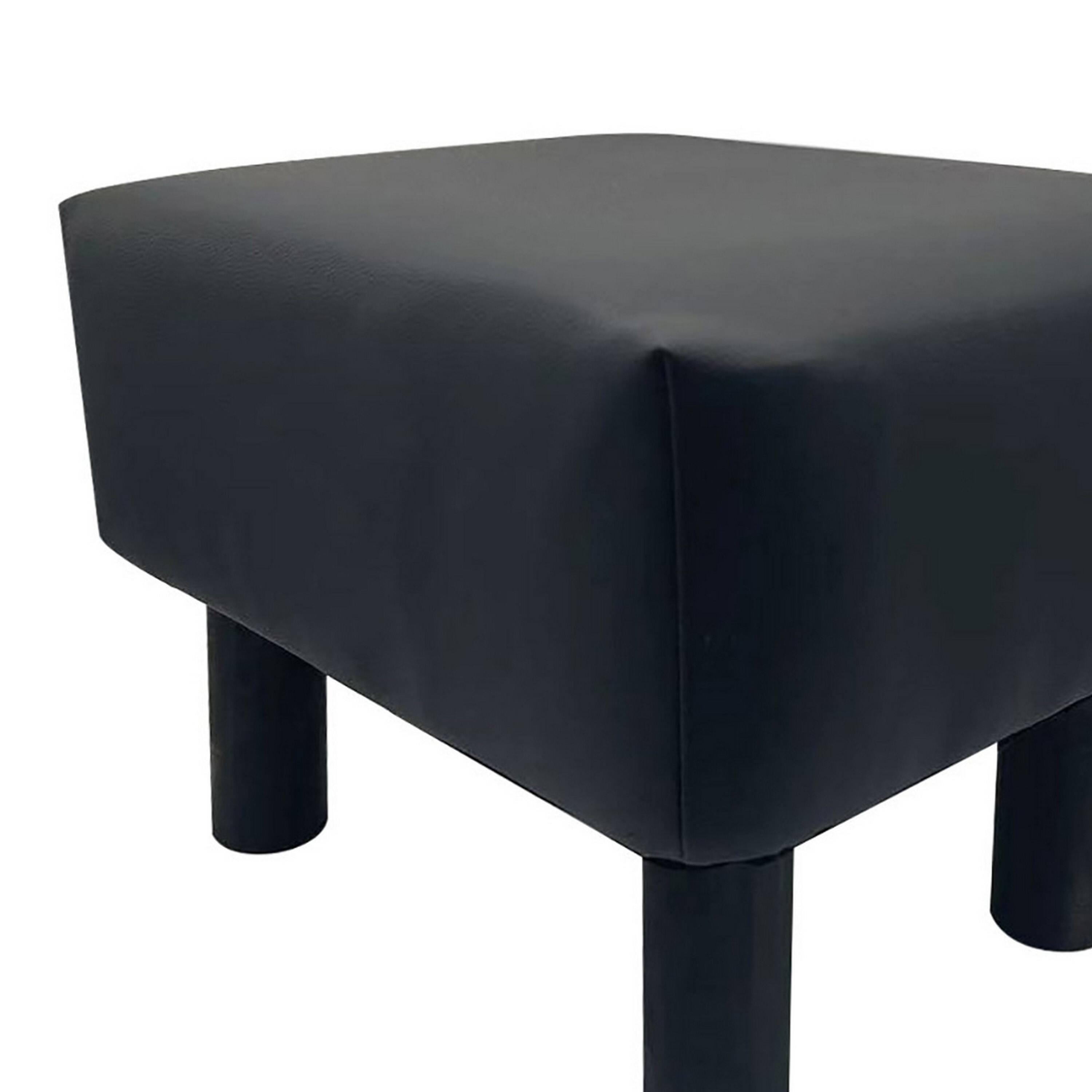 Alt View 2. Manhattan Lane - Ginni Footstool Ottoman Set of 2, Black Faux Leather, Soft Seat, Wood Legs - Black.