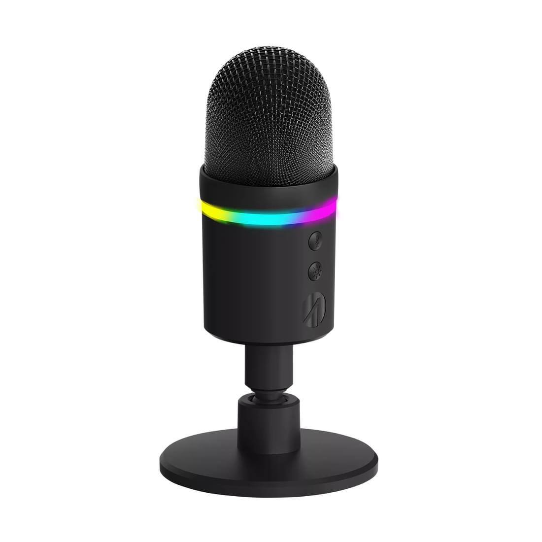 Front. 4Gamers - Light Up Streaming Microphone - Black.