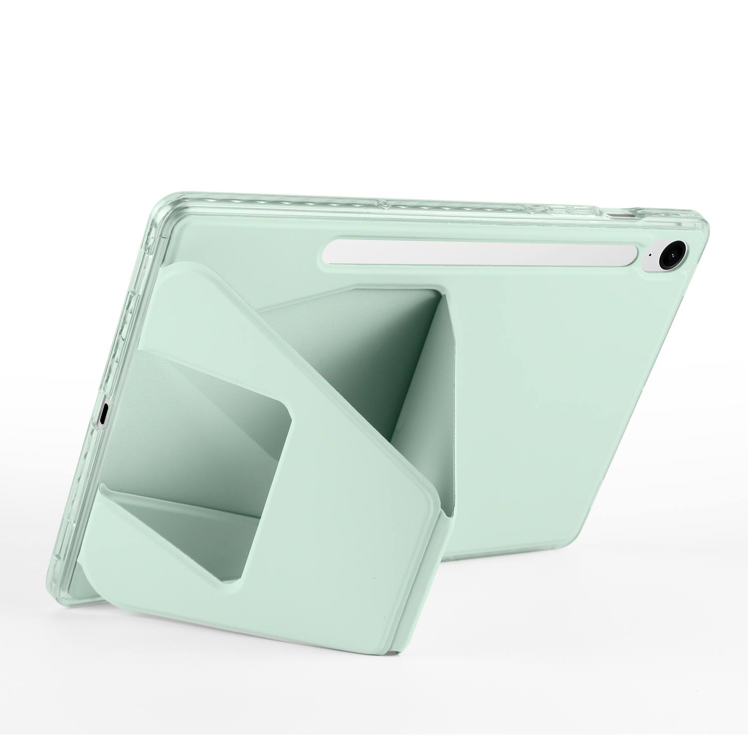 Alt View 1. Dteck - Slim Faux Leather Case for Samsung Galaxy Tab S10 FE / S10 / S9 / S9 FE,Soft Silicone Bumper Shell with Foldable Stand - Green.