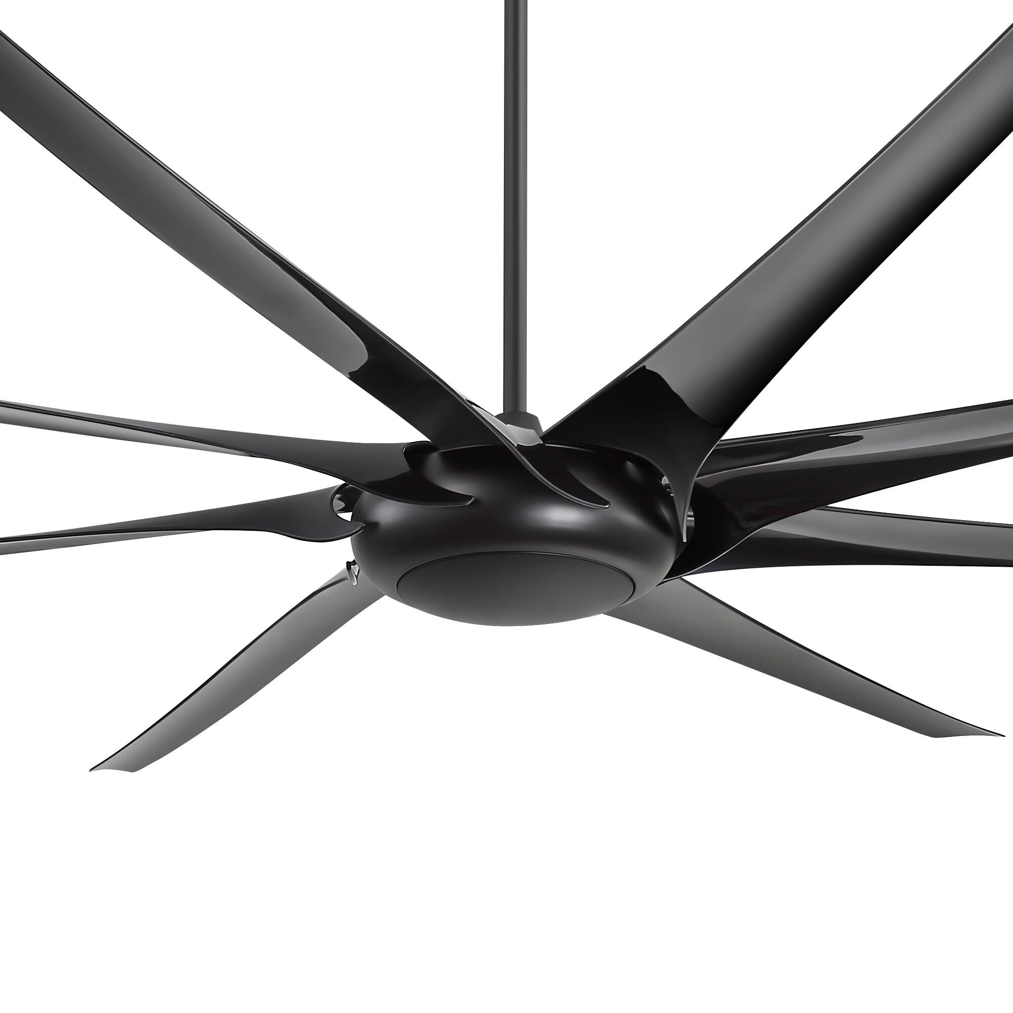 Alt View 1. Breezary - 100 Inch Large HVLS Commercial Ceiling Fan, 8 ABS Blades, DC Motor, 6-Speed Remote, 12/24/36'' Downrods, LED/No Light - Black (No Light).
