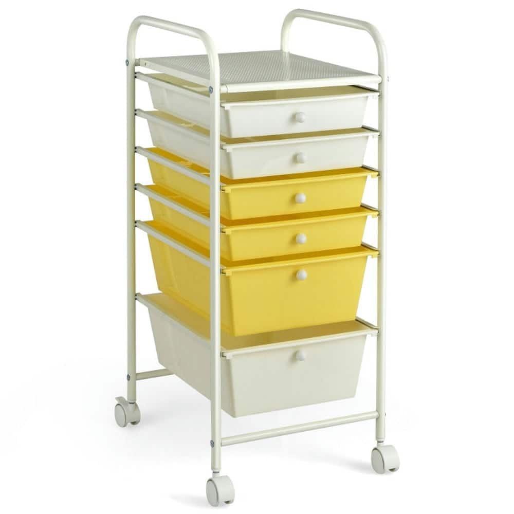 Pefilos - 6 Drawers Rolling Storage Cart Organizer- Craft Organizers and Storage, Multipurpose Organizer Cart for Home, Off - Yellow