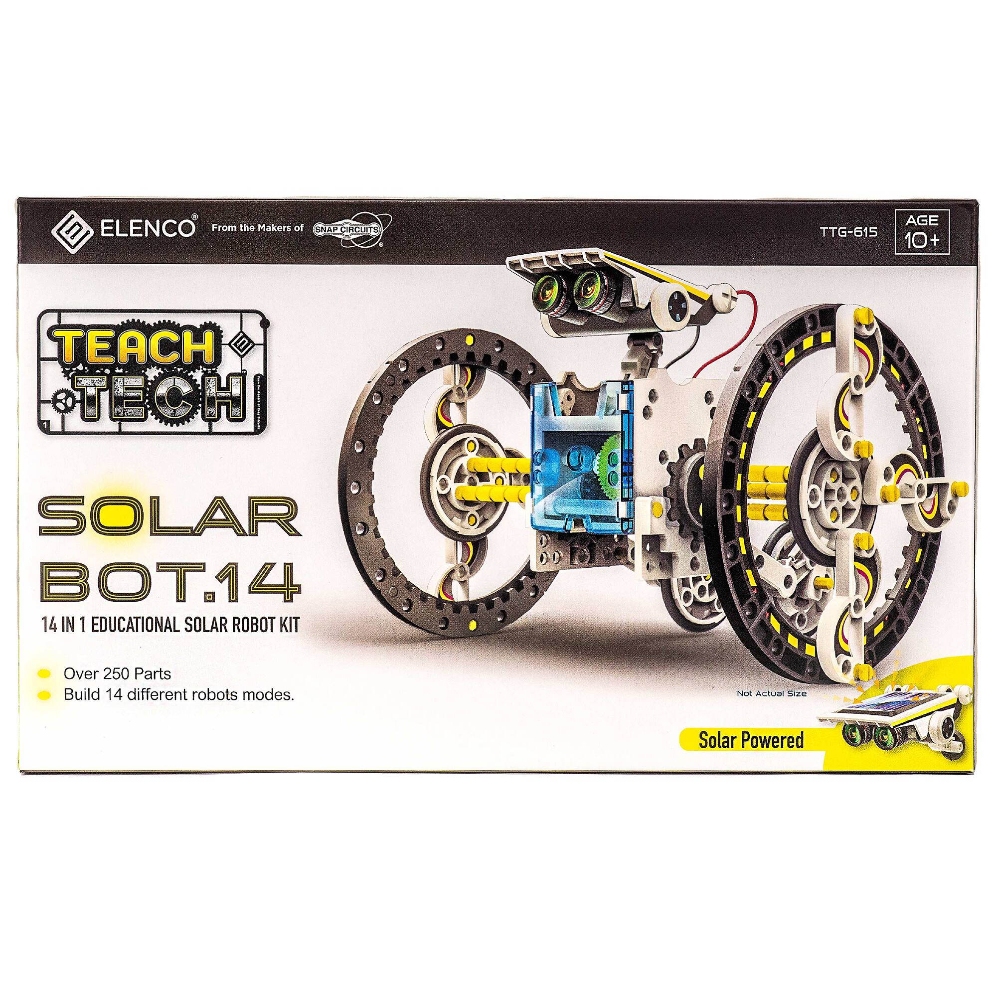 Teach Tech Solar Bot 14 in 1 Educational Solar Robot Kit, Over 250 Parts, Build 14 Different Robots, Modes, Nor Actual Size, Solar Powered.
