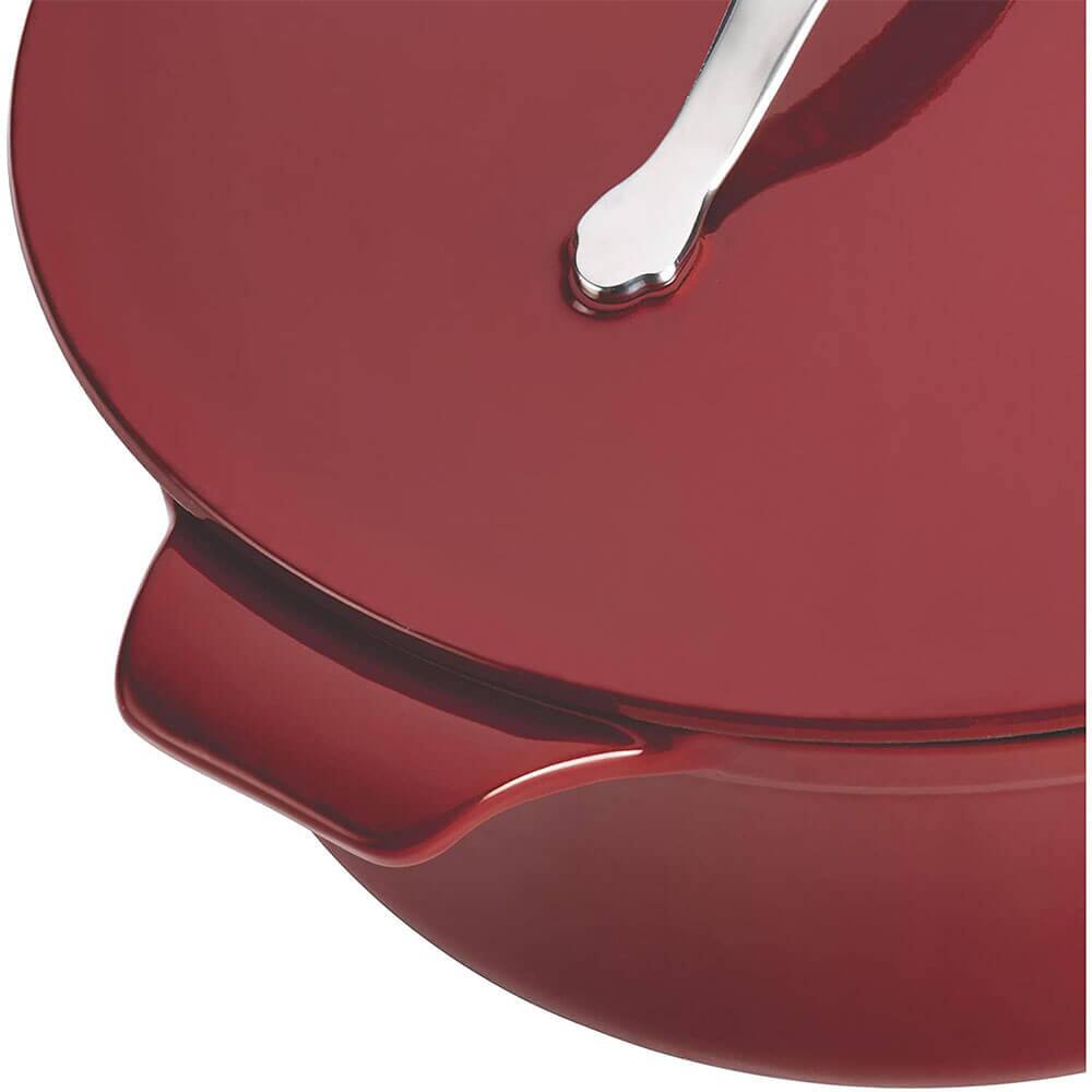 Angle. Anolon - Anolon 51819 Vesta 4 Qt. Cast Iron Dish/Casserole Pan with Lid - Paprika Red - Paprika Red.