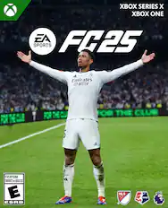 X SERIES X ONE EA SPORTS FC25 - Emirates FLY BETTER THE WORLD FOR THE CLUB EVERYONE ENJOYS E ESRB ACF P MLS NWSL Co.