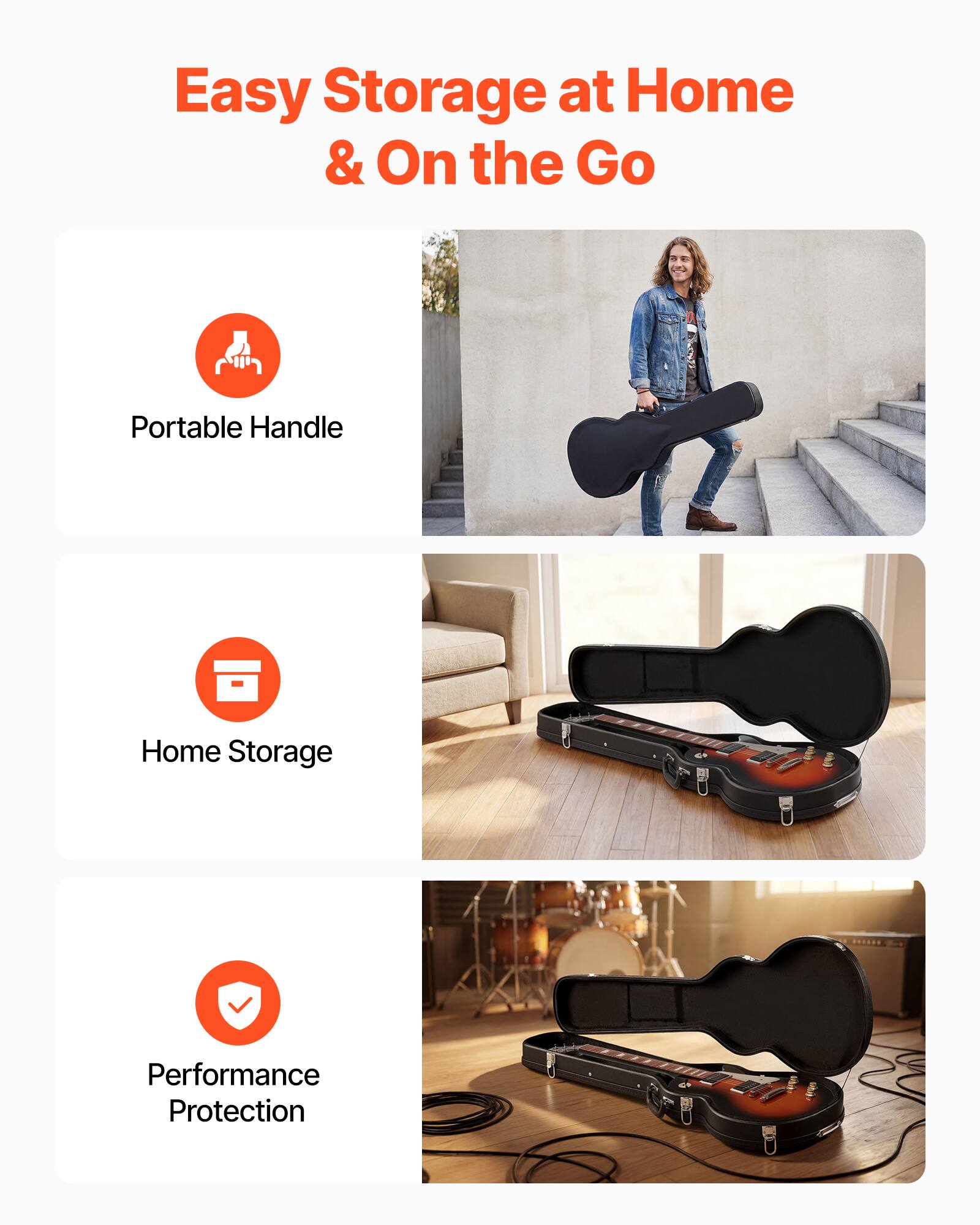 Easy Storage at Home & On the Go

- Portable Handle
- Home Storage
- Performance Protection