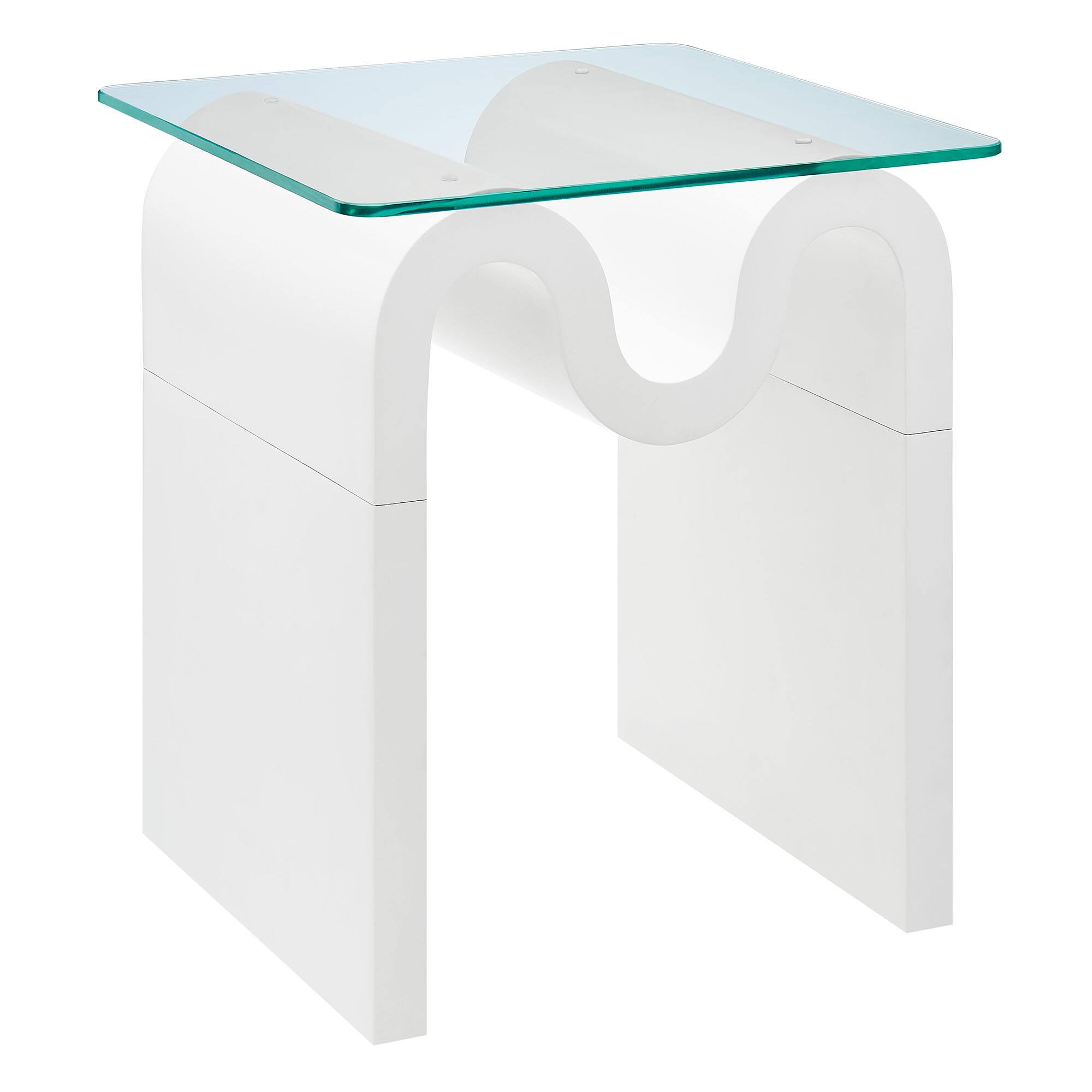 Angle. Modway - Ondine Glass Top Side Table by Modway - White.