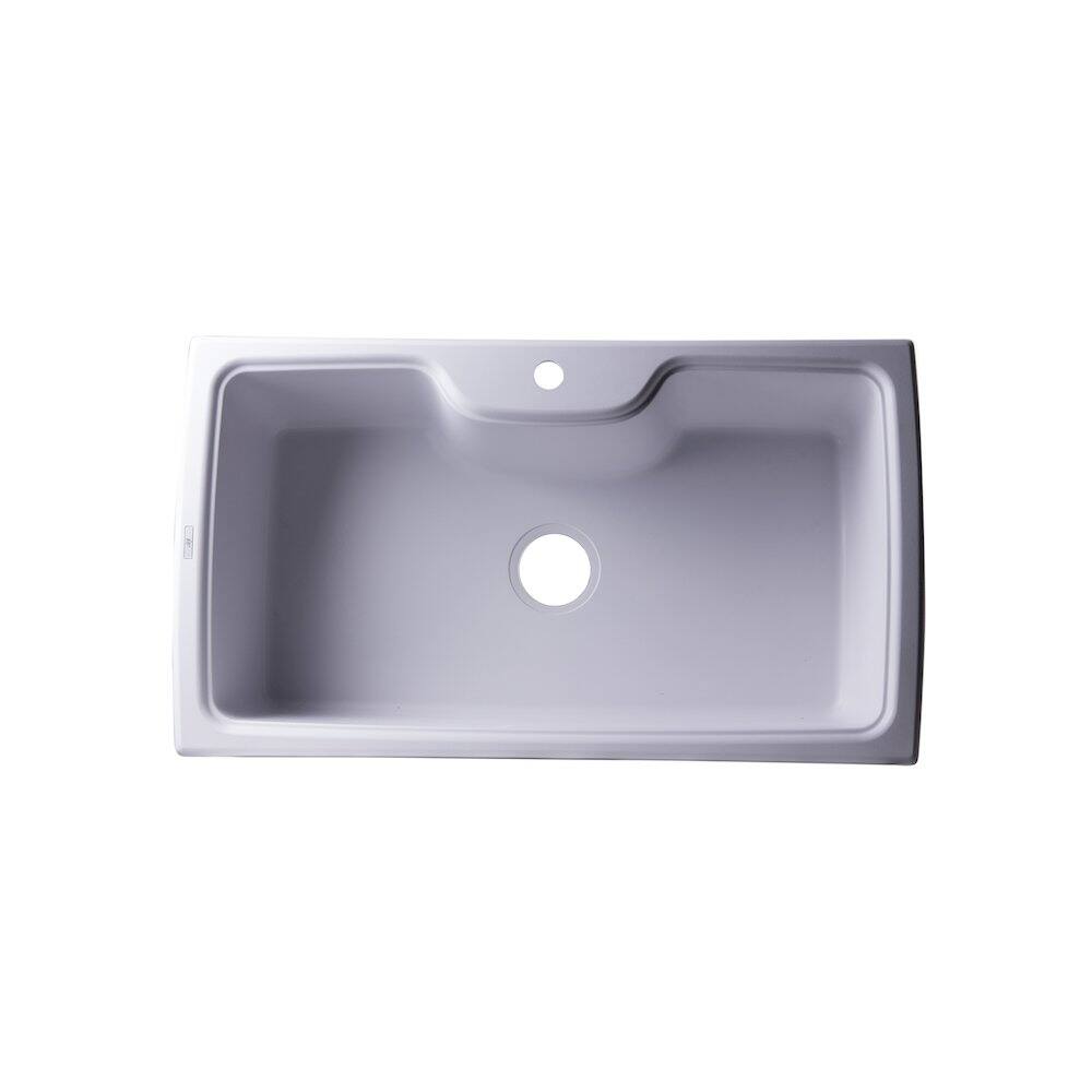 Front. Alfi - ALFI brand White 35 Drop-In Single Bowl Granite Composite Kitchen Sink - White.