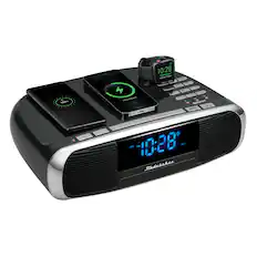 Front. Studebaker - Workstation Hi-Fi CD Clock Radio and Wireless Charging Station - Black.