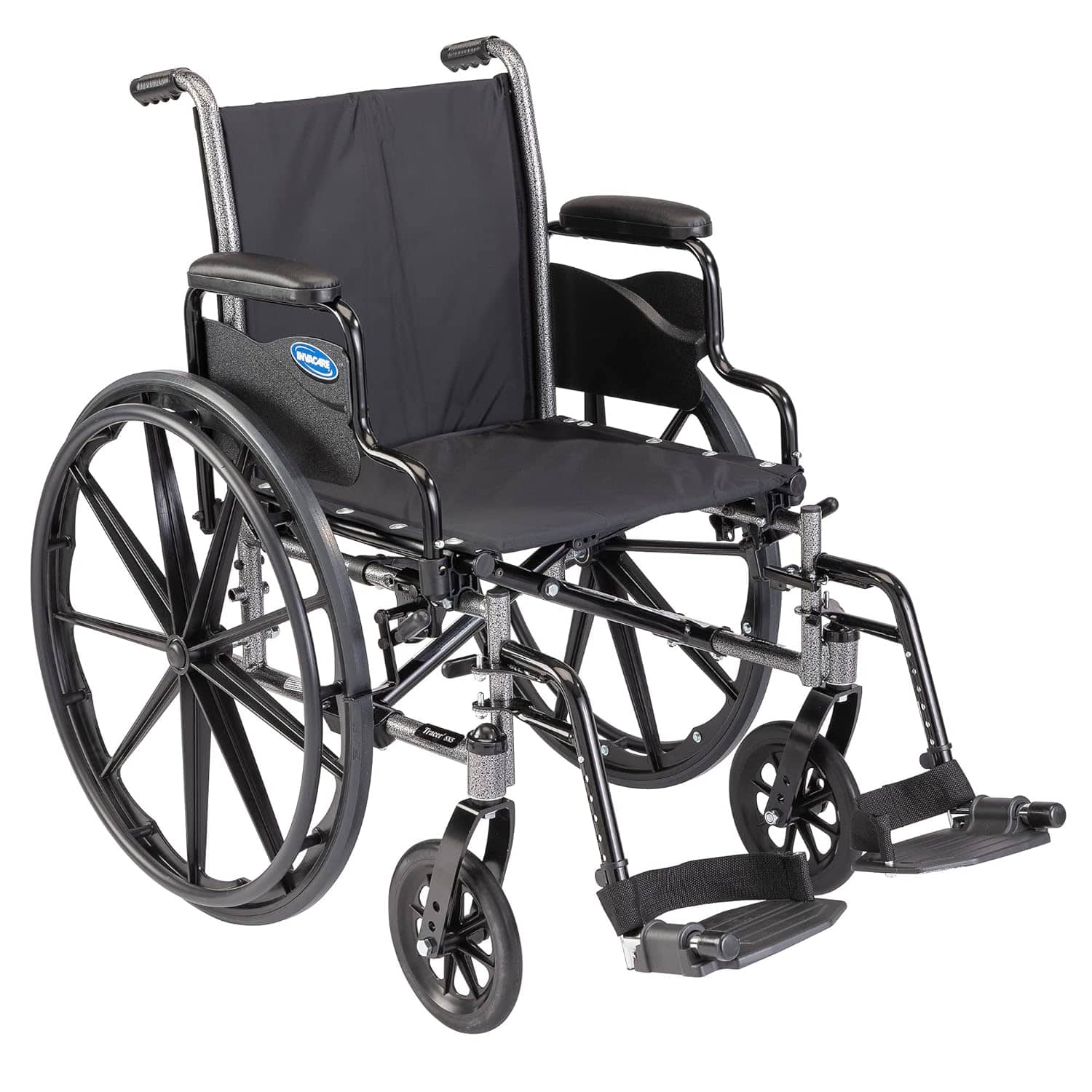 Invacare - Tracer (SX5) Wheelchair for Adults Everyday Folding (22" Seat) Footrests and Desk Arms - Black