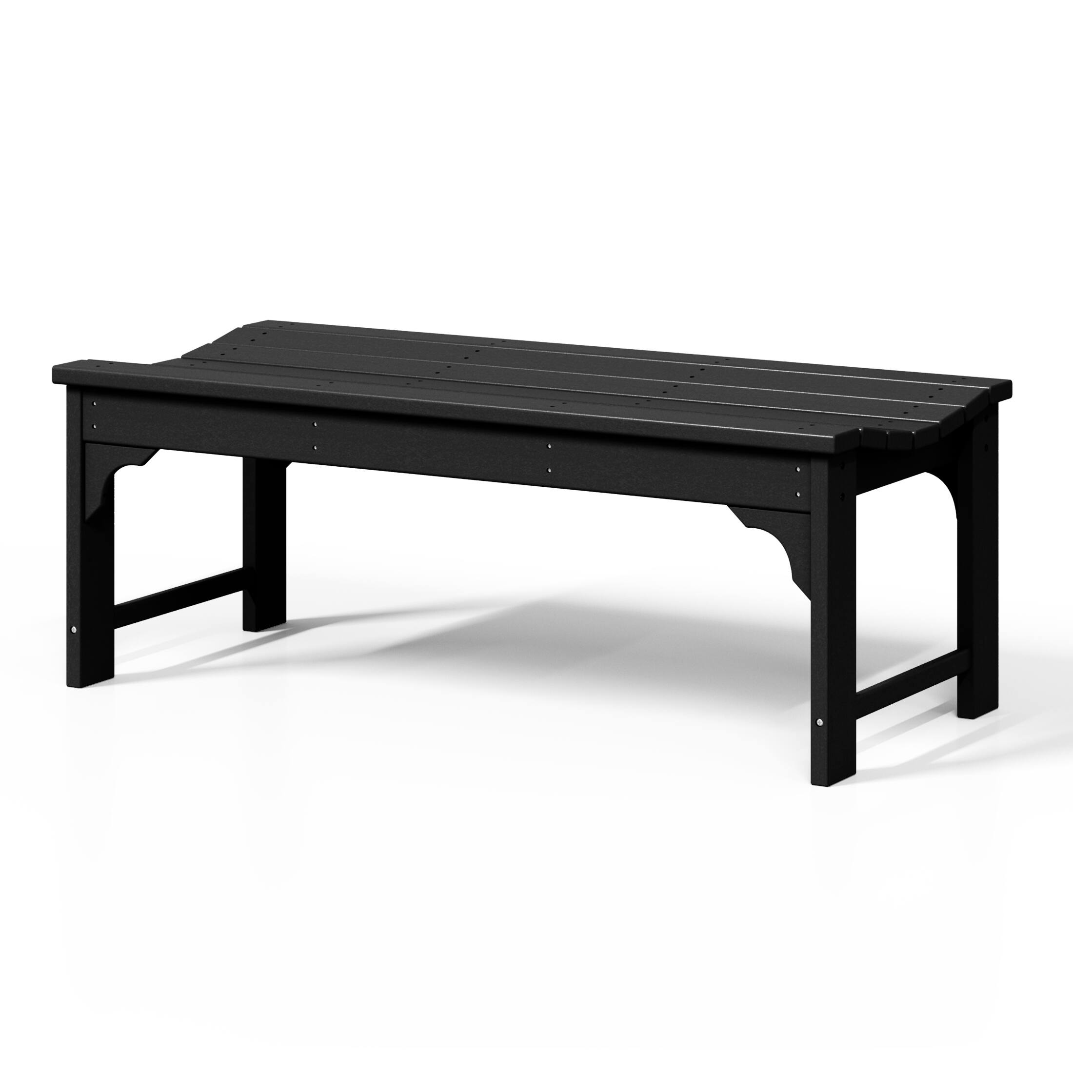Back. WestinTrends - WestinTrends Malibu 48" length backless Poly Wood Outdoor / Garden bench - Black.