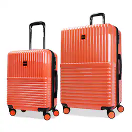 World Traveler - Tonal 2-Piece Lightweight Polycarbonate Hardside Expandable Spinner Luggage Set with TSA Lock (20" & 28") - Coral