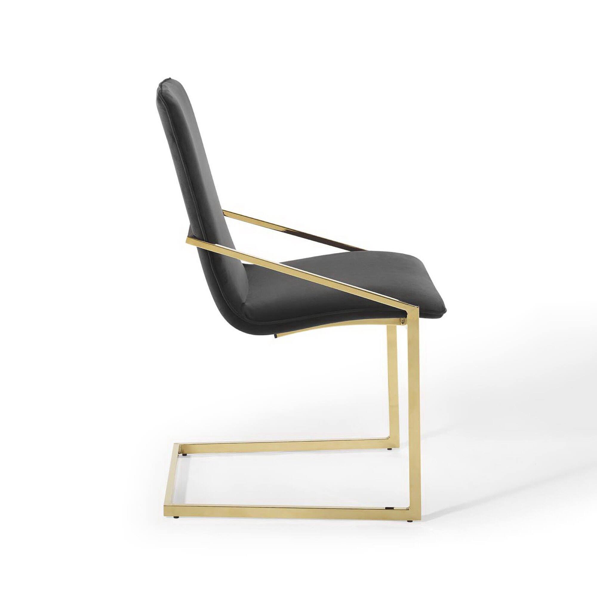 Alt View 2. Modway - Pitch Performance Velvet Dining Armchair by Modway - Gold Black.