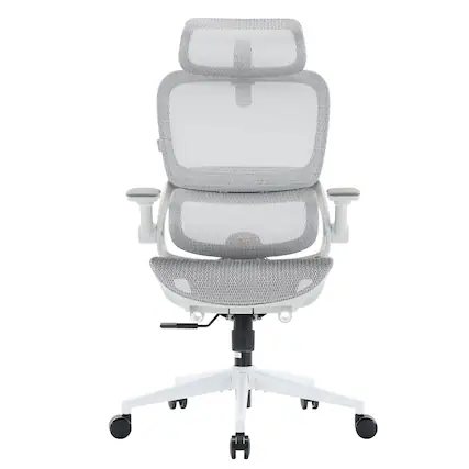 Front. SIHOO - B100 Pro Ergonomic Office Chair, Desk Chair With Adaptive Elastic Lumbar Support, 3D Ultra-Wide Headrest, 4D Arms - White.