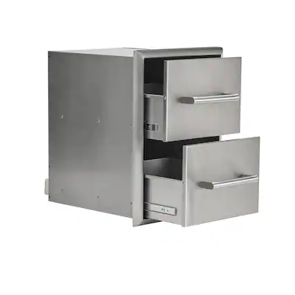 Front. Coyote Outdoor Living - Coyote Outdoor Living 16" Double Drawer Cabinet - Stainless Steel.
