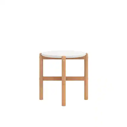 Front. Outdoor Escape - Outdoor Side Table, Small Patio Table for Outside or Porch Use - Natural.