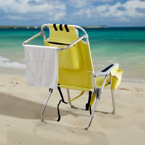 Alt View 5. Winado - 1PC Backpack Beach Camping Chair Folding Heavy Duty, Aluminum Comfortable Adjustable Back with Cup Holder for Outdoor - Yellow.