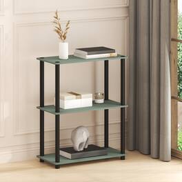 Furinno - TURN-N-TUBE Storage Shelves, Corner Bookshelf with Open Shelves, Toolless Design, for Living Room, Garage, Home Office - Sage Green/Black