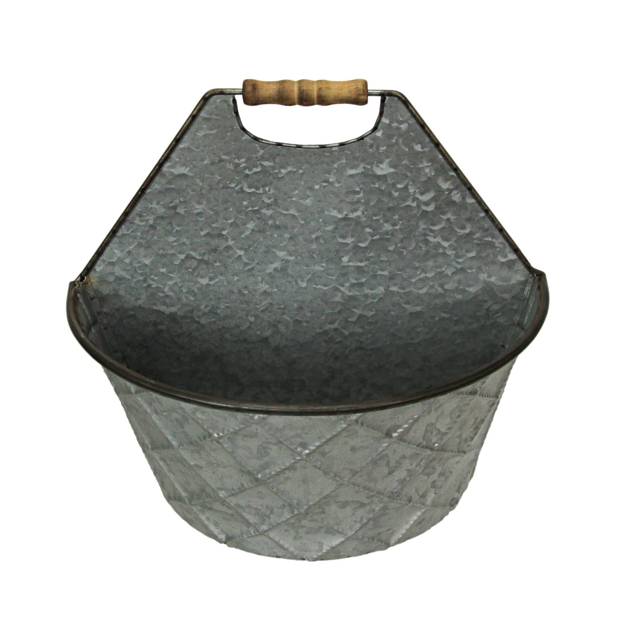 Alt View 1. Special T Imports - Large & Small Galvanized Metal Rustic Wall Pocket Planters Hanging Decor Set of 2 - Silver.