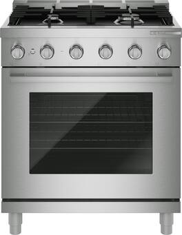 Bosch - 500 Series 30 in. Wide 2.8 Cu. Ft. Industrial Style Dual Fuel True Convection Range with 4 Burners - Stainless Steel