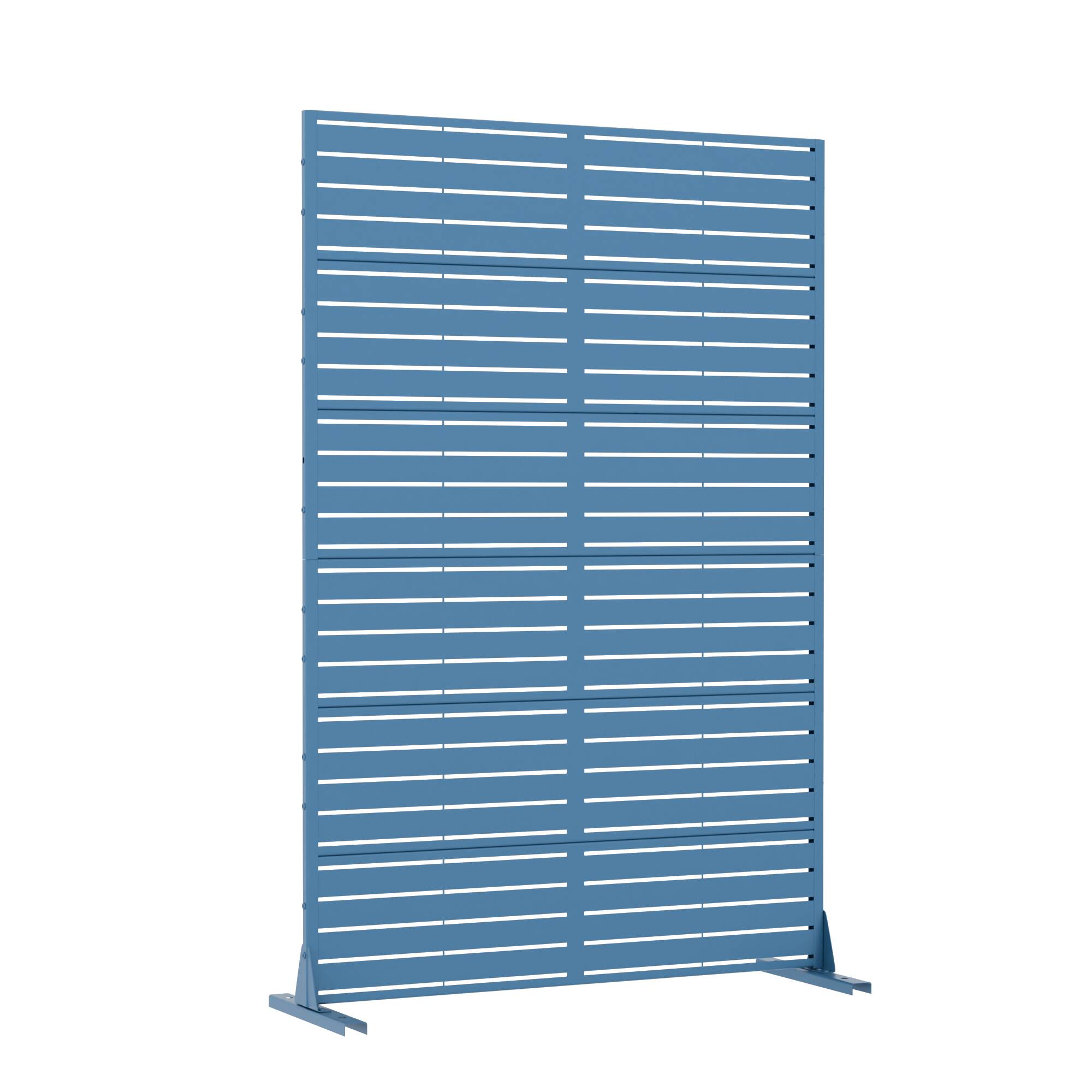 Angle. PexFix - 72 in. x 47 in. Louvered Pattern Metal Outdoor Privacy Screen & Panels, Freestanding Garden Divider Fence - Midnight Blue.