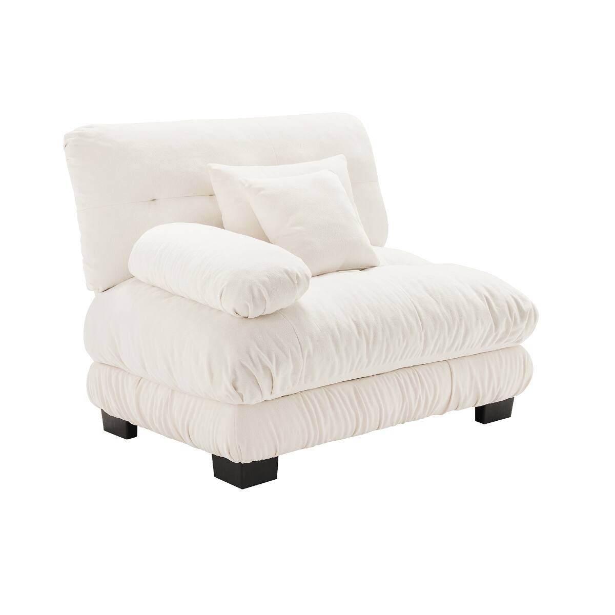 Angle. Ropilly - Ropilly White Chenille Armless Sofa Single Seat Modular Sofa Unit with Pillows - White.