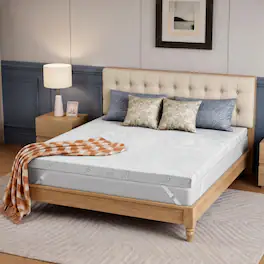 Bestier - 4-Inch Bamboo Fiber Mattress Topper with Bamboo Charcoal Gel Memory Foam - Light Gray