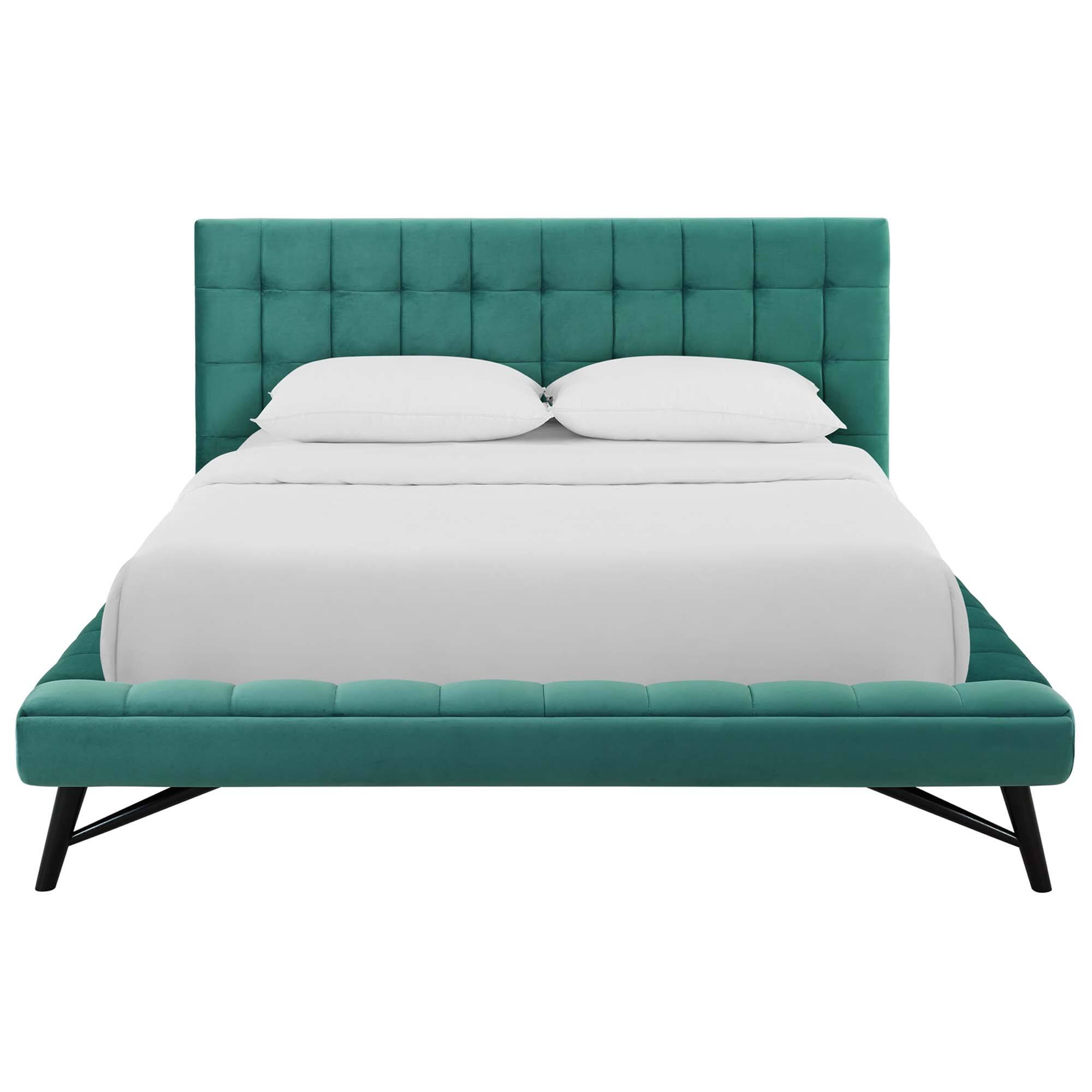 Alt View 1. Modway - Sutton Performance Velvet Queen Bed Frame - Blue.