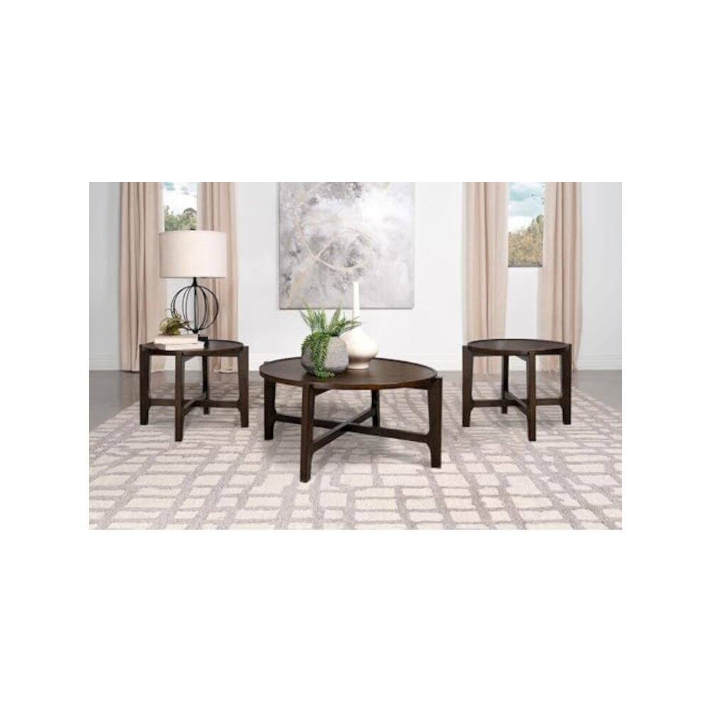 Alt View 1. Coaster Co. of America - Cota 3-piece Solid Wood Coffee and End Table Set Dark Brown - Brown.