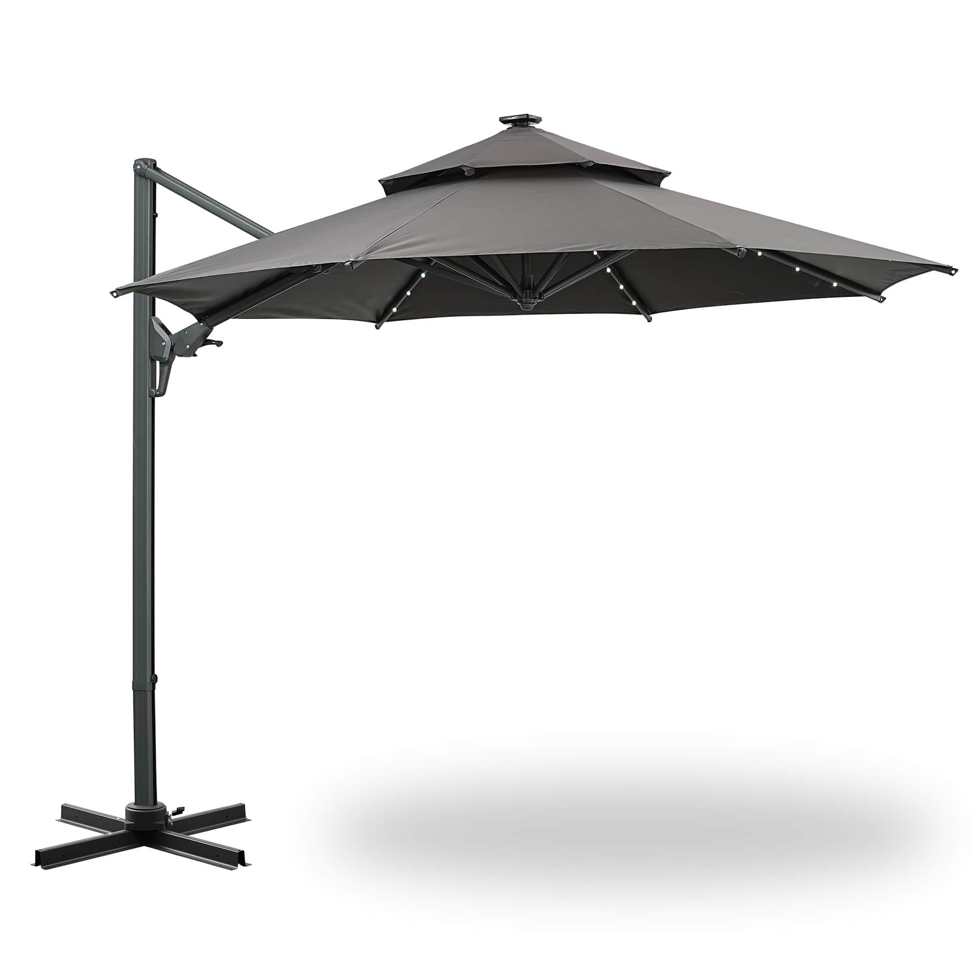 Ainfox - 10ft Cantilever Patio Umbrella without led lights - Gray