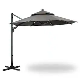 Ainfox - 10ft Cantilever Patio Umbrella without led lights - Gray