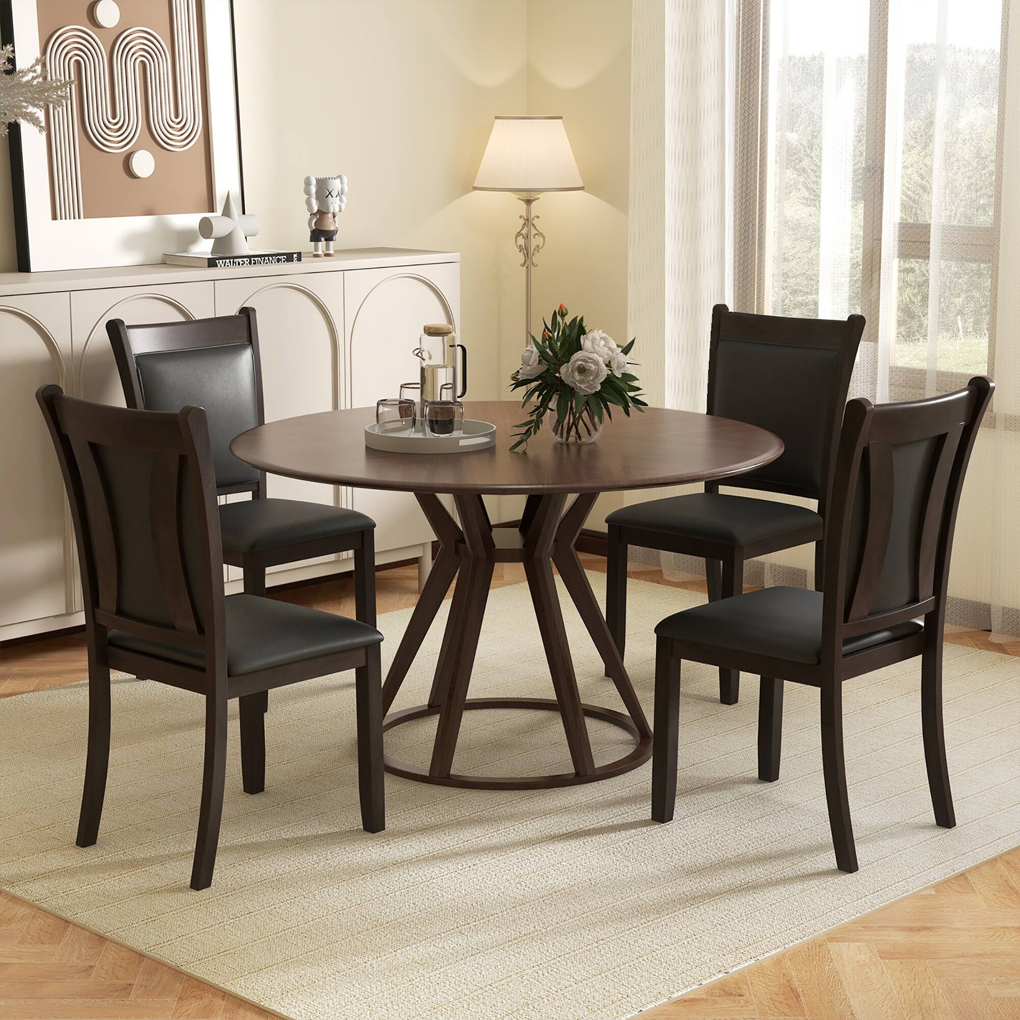Alt View 4. Gymax - Gymax Faux Leather Upholstered Dining Chairs Set of 2 w/ Padded Seat Rubber Wood Legs - Gray.