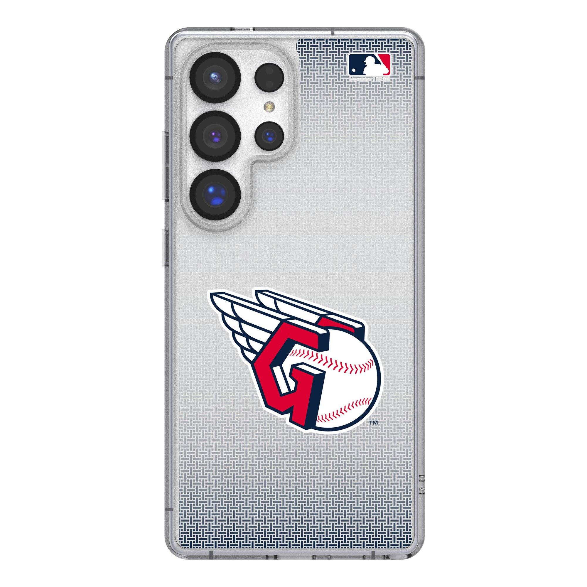 Front. Keyscaper - Cleveland Guardians Linen Logo Galaxy Clear Case - S23 - Multicolor.