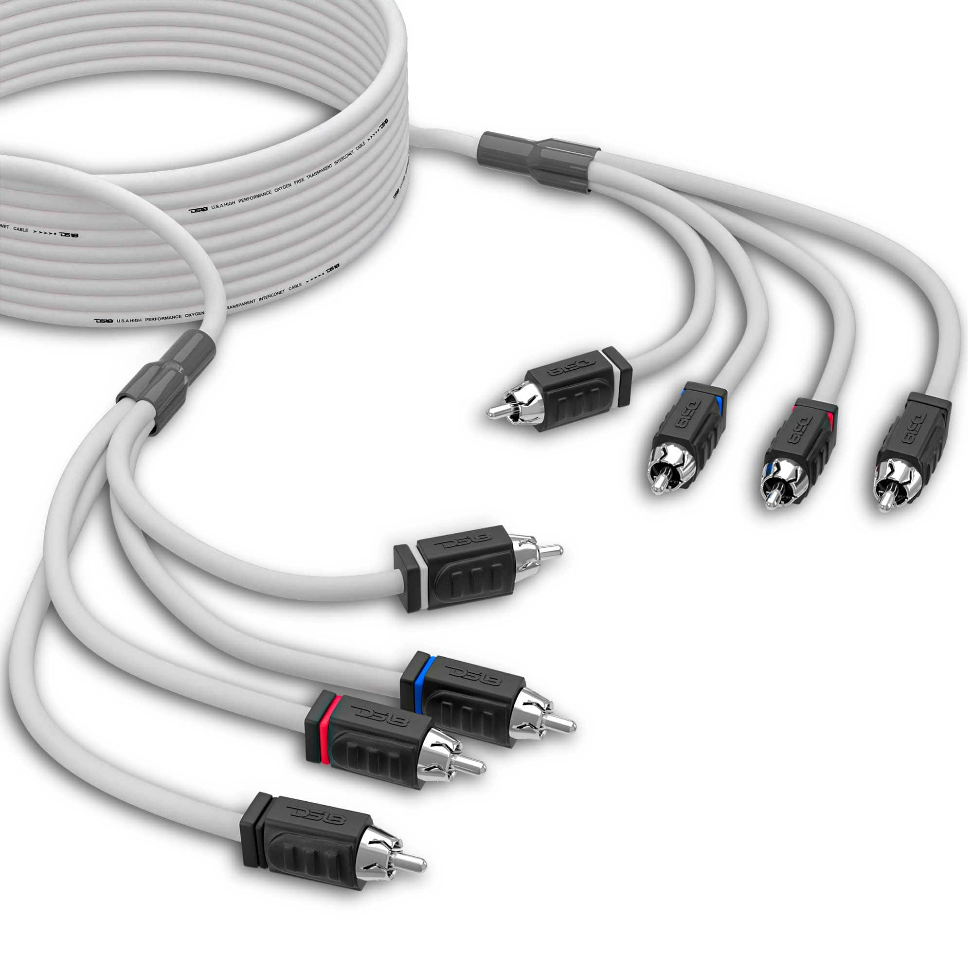 DS18 Audio - Marine 4-Channel RCA Interconnect Cable, 25 ft
