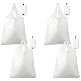 Unique Bargains - 4pcs Foldable Travel Bag Lightweight Polyester Reusable Grocery Tote Pouch for Women and Men Travel Beach Storage - White