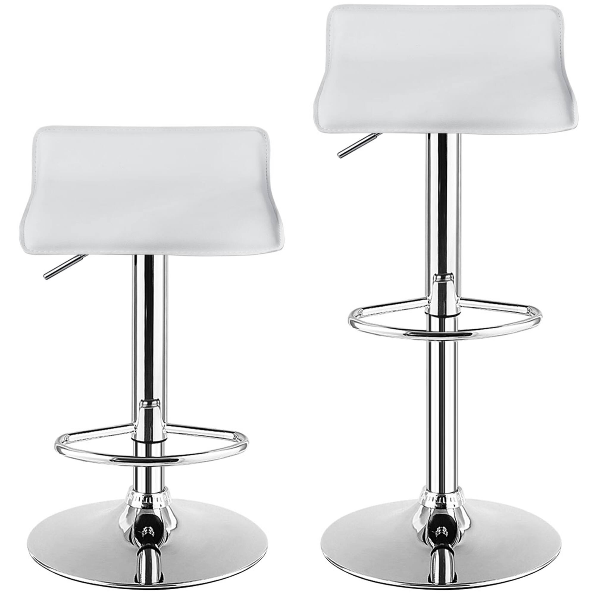 Alt View 4. Gymax - Gymax Set of 2 PU Leather Swivel Bar Stool Adjustable Kitchen Counter Bar Chairs White - White.