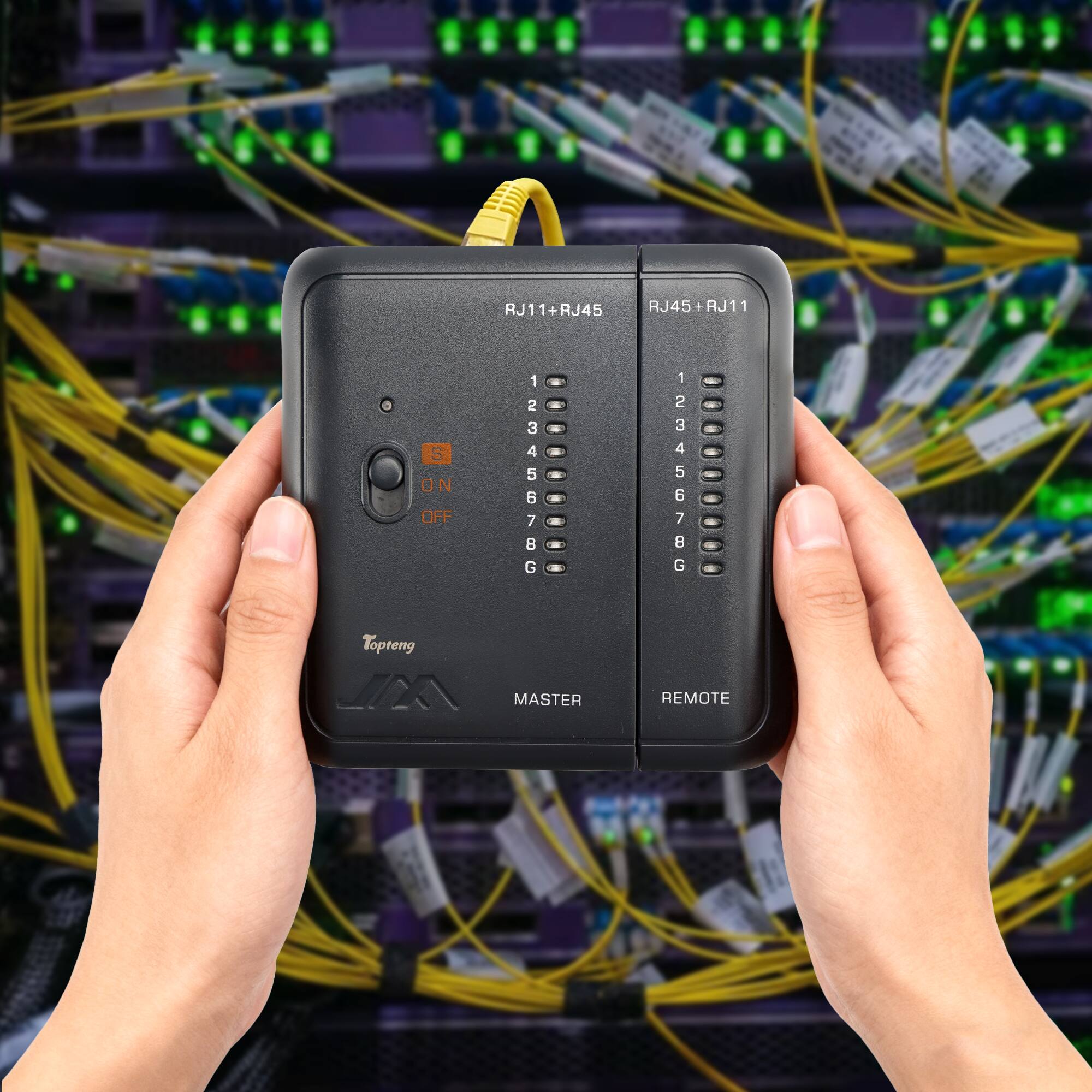 RJ11+RJ45  
RJ45+RJ11  

1 2 3 4 5 6 7 8  
S ON OFF  
G G  

Topteng  
MASTER  
REMOTE